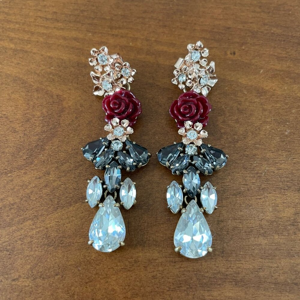 J. Crew Floral Dangle Statement Earrings